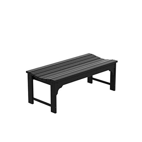 WestinTrends Malibu 48" Outdoor Bench, All Weather Resistant Poly Lumber Backless Patio Garden Bench, Adirondack Curved Bench Seat for Comfort, Black