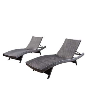 christopher knight home salem outdoor wicker chaise lounge chairs, brown – 2-pcs set