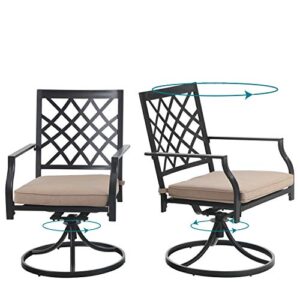 phi villa swivel patio chairs set of 2 outdoor dining rocker chair support 300 lbs for garden backyard bistro furniture set with cushion, black