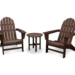 POLYWOOD Vineyard 3-Piece Adirondack Chair Set with Side Table, Mahogany