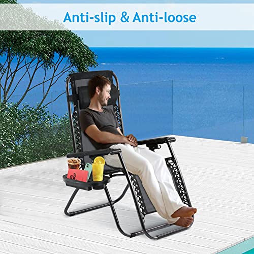 Stouydsu Zero Gravity Chair Tray, Upgraded Durable Cup Holder for Zero Gravity Lounge Chair Beach Recliner, Clip On Chair Table/Tray for iPhone/iPad/Cellphone/Water Cups/Books