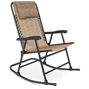 best choice products foldable zero gravity rocking mesh patio lounge chair w/headrest pillow – gray