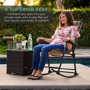 Best Choice Products Foldable Zero Gravity Rocking Mesh Patio Lounge Chair w/Headrest Pillow - Gray