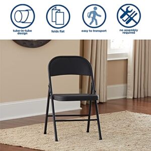 oyhmc 4 Pack Steel Folding Chairs, Foldable Black Metal Chairs for Home and Outdoor