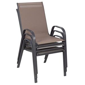 BTEXPERT Brown Indoor Outdoor 4-Set of Four Restaurant Flexible Sling Stack, Patio Metal Frame Chair, Set of 4