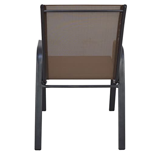 BTEXPERT Brown Indoor Outdoor 4-Set of Four Restaurant Flexible Sling Stack, Patio Metal Frame Chair, Set of 4