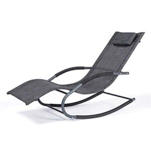 mansion home outdoor lounge chair, chaise lounge for patio & lawn, pool lounge chairs with removable pillow, dark grey