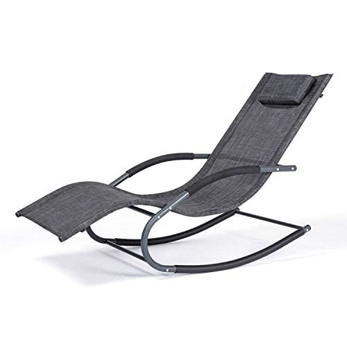 Mansion Home Outdoor Lounge Chair, Chaise Lounge for Patio & Lawn, Pool Lounge Chairs with Removable Pillow, Dark Grey