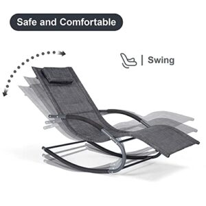 Mansion Home Outdoor Lounge Chair, Chaise Lounge for Patio & Lawn, Pool Lounge Chairs with Removable Pillow, Dark Grey