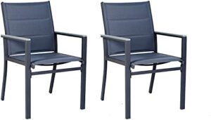 kozyard villa outdoor patio dining chair with gray frame, gray paded textilence (2 pack, grey chair)