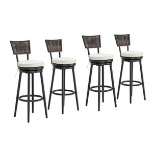 lokatse home outdoor swivel bar stools set of 4 for pub kitchen cafe patio bistro, beige