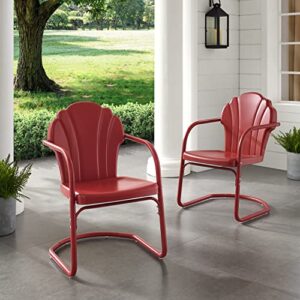 Crosley Furniture CO1029-RE Tulip Retro Outdoor Metal 2-Piece Armchair Set, Dark Red Satin