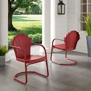 Crosley Furniture CO1029-RE Tulip Retro Outdoor Metal 2-Piece Armchair Set, Dark Red Satin