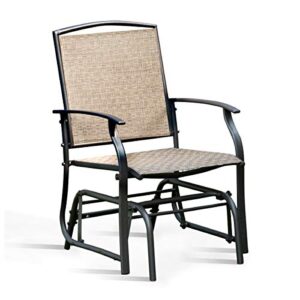 giantex outdoor glider chair w/sturdy metal frame & breathable mesh fabric, porch lounge swing rocking chair for lawn, garden, porch, backyard, poolside, patio glider for outside