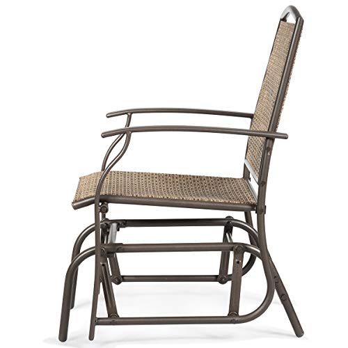 Giantex Outdoor Glider Chair W/Sturdy Metal Frame & Breathable Mesh Fabric, Porch Lounge Swing Rocking Chair for Lawn, Garden, Porch, Backyard, Poolside, Patio Glider for Outside