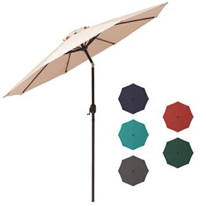 UDPATIO 9FT Patio Umbrella Outdoor Market Table Umbrella with Stand, 2-Year Nofading UV Protection Waterproof Sun Umbrella Fabric for Garden, Lawn & Yard, Beige