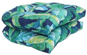 rulu set of 2 19″x19″x4″ hanalei lagoon outdoor/indoor wicker seat cushions, blue/green