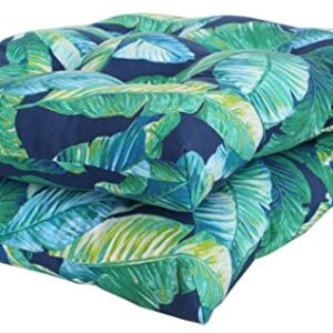 Rulu Set of 2 19"x19"x4" Hanalei Lagoon Outdoor/Indoor Wicker Seat Cushions, Blue/Green