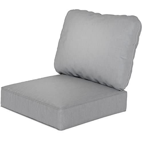 linstock Outdoor Deep Seat Cushions for Patio Sectional Sofa, Breathable Water-Resistant Soft Cushion with Back Cushion for Patio Furniture, Cushions Size 24 x 24 x 5 inch (Light Grey)