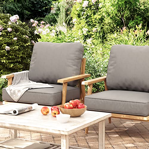 linstock Outdoor Deep Seat Cushions for Patio Sectional Sofa, Breathable Water-Resistant Soft Cushion with Back Cushion for Patio Furniture, Cushions Size 24 x 24 x 5 inch (Light Grey)