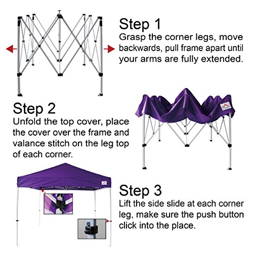 UNIQUECANOPY 10'x10' Ez Pop Up Canopy Tent Commercial Instant Shelter, with 4 Removable Zippered Side Walls and Heavy Duty Roller Bag, 4 Sand Bags White