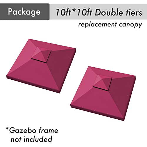 Gazebo Canopy Replacement Outdoor Canopy Shelter Top Double Tiered Canopy Cover, 10x10 FT (Red)