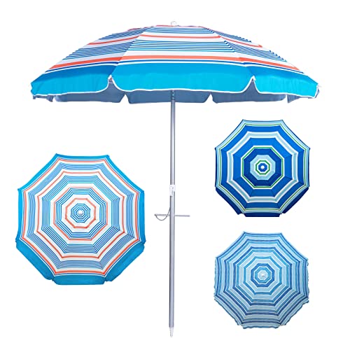 Funsite 6.5ft Beach Umbrellas for Sand, Portable UV 50+ Beach Umbrella with Heavy Duty Anchor, Protection with Tilt & Aluminum Pole, Umbrella Patio with Carry Bag, Orange