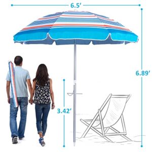 Funsite 6.5ft Beach Umbrellas for Sand, Portable UV 50+ Beach Umbrella with Heavy Duty Anchor, Protection with Tilt & Aluminum Pole, Umbrella Patio with Carry Bag, Orange