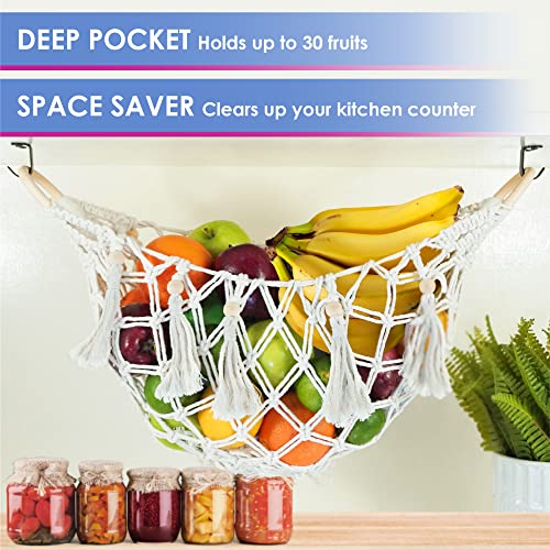 Macrame Fruit Hammock For Kitchen Under Cabinet, Hanging Fruit Banana Hammock Fruit, Hanging Fruit Hammock Under Cabinet Fruit Hammock, Kitchen Hammock For Fruit Hammock Camper, Produce Hammock Veggie