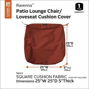 Classic Accessories Ravenna Water-Resistant Patio Lounge Chair/Loveseat Cushion Cover, 25 x 25 x 5 Inch, Spice, Patio Furniture Cushion Covers