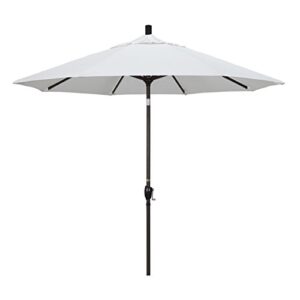 california umbrella 9′ round aluminum market umbrella, crank lift, push button tilt, bronze pole, sunbrella natural