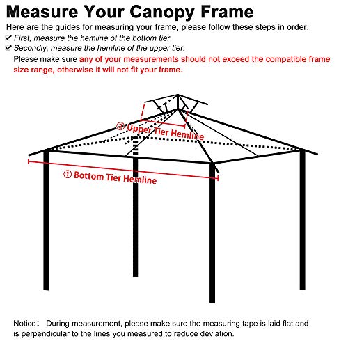 Yescom 12'x12' Canopy Top Replacement Beige for 2-Tier Harbor Gazebo GFS01250A Patio Cover Y01212T01