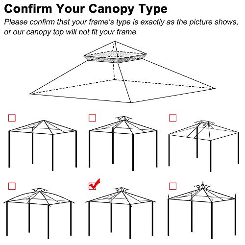 Yescom 12'x12' Canopy Top Replacement Beige for 2-Tier Harbor Gazebo GFS01250A Patio Cover Y01212T01