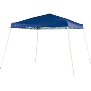 ozark trail 10 ft x 10 ft slant leg instant setup canopy / gazebo shelter / easy pop up tent backyard outdoor portable deck or patio canopy with durable steel frame, blue color (3.05 meters x 3.05 meters), 64 square feet shade area (5.9 square meters), ce