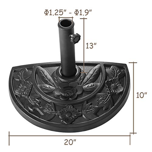 Giantex 20" Outdoor Patio Half Round Umbrella Base Stand Black W/ 9Ft Half Round Umbrella (Stand)