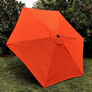 BELLRINO DECOR 7.5 ft 6 Ribs Replacement STRONG & THICK Umbrella Canopy for (Canopy Only) - ORANGE