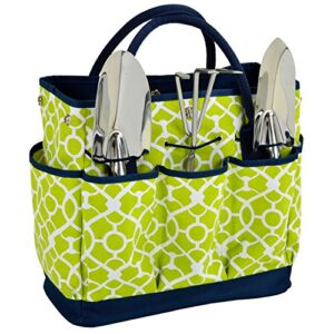 picnic at ascot gardening tote with 3 stainless steel tools- designed & assembled in the usa