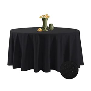 algaiety 2 pack waterproof round tablecloth, 120” inch polyester tablecloths, wrinkle resistant polyester table cover for dining table, outdoor, party and banquets (black)