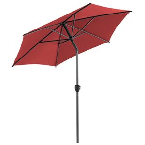 gardesol 7.5 ft patio umbrella, outdoor market umbrella with push button tilt/crank, 6 sturdy ribs, fade resistant, uv protection, solution-dyed fabric, outdoor table umbrella for decks, backyard, pool, red