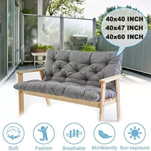 Bench Cushions Swing Cushions Replacement Seat Pad, 3 Seater Waterproof Overstuffed Bench Cushion,Outdoor Loveseat Cushions with Ties for Porch Garden Furniture Patio Lounger(Light grey 40x60 inch)
