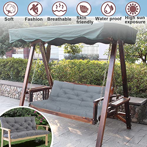 Bench Cushions Swing Cushions Replacement Seat Pad, 3 Seater Waterproof Overstuffed Bench Cushion,Outdoor Loveseat Cushions with Ties for Porch Garden Furniture Patio Lounger(Light grey 40x60 inch)