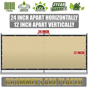 ShadeMart 3' x 14' Beige Fence Privacy Screen Windscreen Shade Fabric Cloth HDPE, 90% Visibility Blockage, with Grommets, Heavy Duty Commercial Grade, Cable Zip Ties Included (We Customize Size)