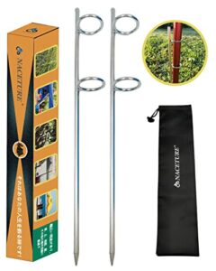 naceture flag pole anchors 2 pack – grass umbrella anchors stand – heavy duty umbrella spike stainless steel 304 steel umbrella holder ideal as camping tent holder, sand auger, telescoping tarp poles