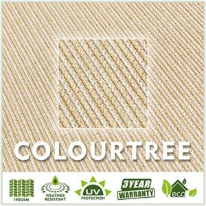 ColourTree 10' x 10' Beige Square Sun Shade Sail Canopy Awning Fabric Cloth Screen - UV Block UV Resistant Heavy Duty Commercial Grade - Outdoor Patio Carport - (We Make Custom Size)