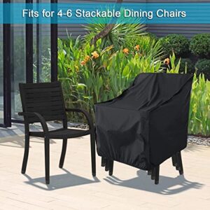 WOMACO Stackable Patio Chair Cover 2 Pack Waterproof Outdoor Stacking High Back Chair Cover Water Resistant Outside Furniture Tall Chair Protector (2 Pack - 29.5" L X 29.5" W X 47" H, Black)