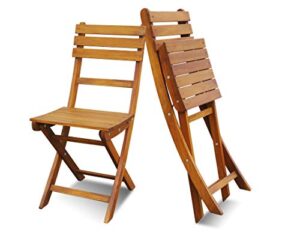 interbuild real wood acacia hardwood sofia folding chairs balcony|dining|lawn|indoor|outdoor|patio chairs, 17″ tall, 2 piece set – golden teak