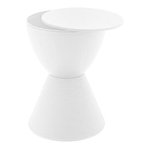 LeisureMod Boyd Modern Accent Side Table End Table Indoor and Outdoor Use, 16.75" H x 11.75" W x 11.75" D (White)