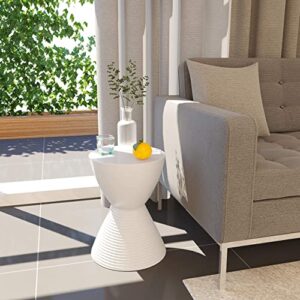 LeisureMod Boyd Modern Accent Side Table End Table Indoor and Outdoor Use, 16.75" H x 11.75" W x 11.75" D (White)