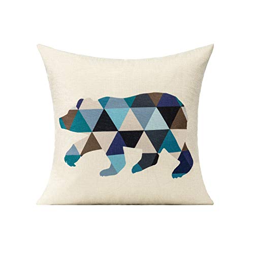 All Smiles Outdoor Summer Throw Pillow Covers for Outside Porch Patio Furnitures Decorative Animals Mountains Scene Bear Deer Cushion 18"X18" Decor Set of 4 for Couch Sofa