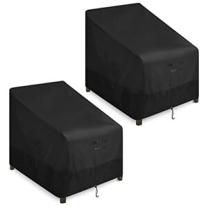 patio chair covers waterproof, heavy duty outdoor lounge deep seat chair cover, lawn patio furniture covers 2 pack fits up to 30w x 37d x 31h inches | black